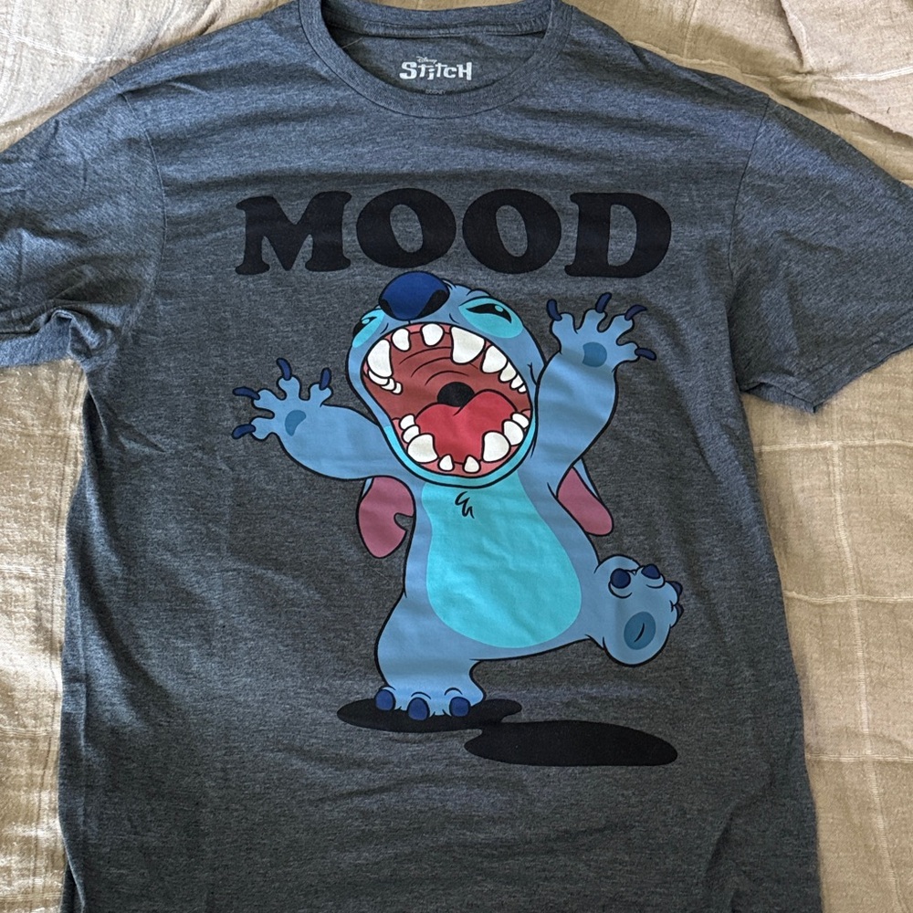 Stitch "MOOD" Graphic Tee - Charcoal Gray